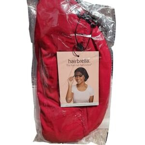 Hairbrella Women's Red 100 Percent Waterproof Packable Satin Lined Rain Hat